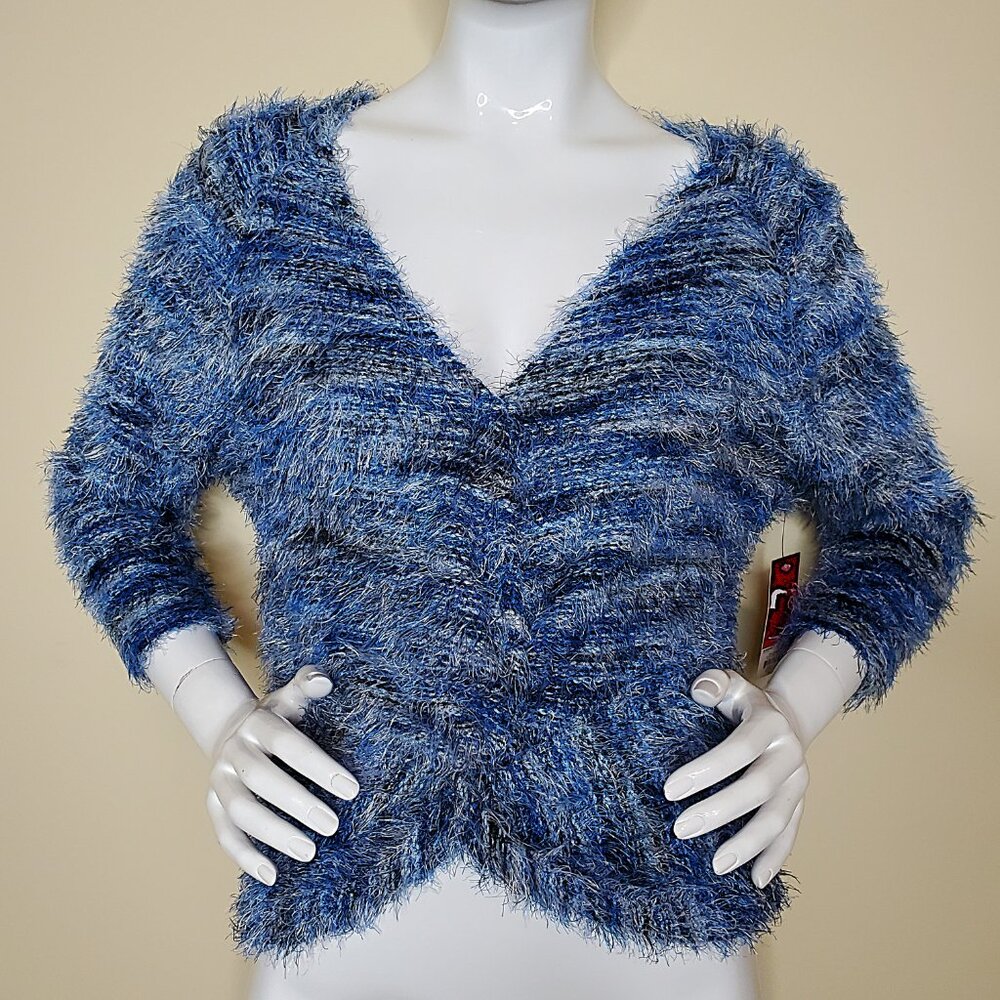 Jennifer Lopez Blue Long Sleeve Twist Cardigan Sweater SZ XS